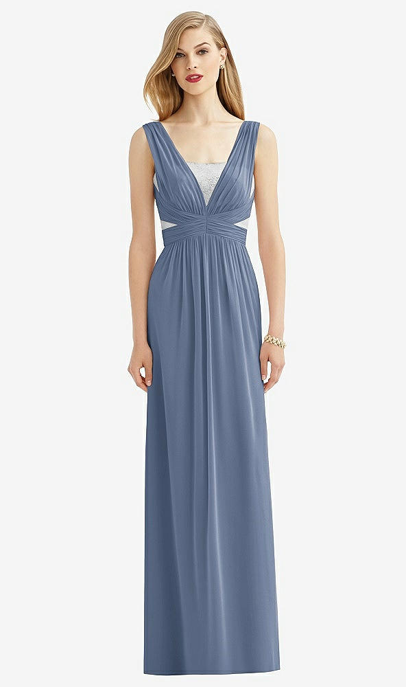 Front View - Larkspur Blue & Metallic Silver After Six Bridesmaid Dress 6741