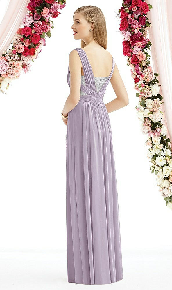 Back View - Lilac Haze & Metallic Silver After Six Bridesmaid Dress 6741