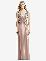 Front View Thumbnail - Neu Nude & Metallic Silver After Six Bridesmaid Dress 6741