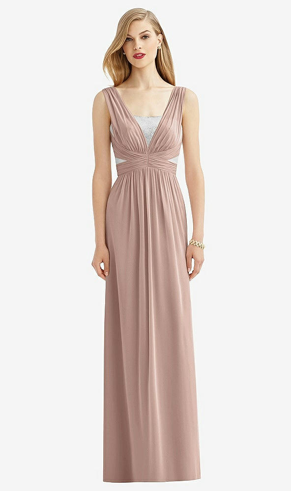 Front View - Neu Nude & Metallic Silver After Six Bridesmaid Dress 6741
