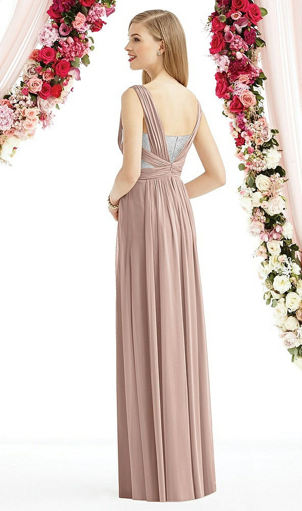 Back View - Neu Nude & Metallic Silver After Six Bridesmaid Dress 6741