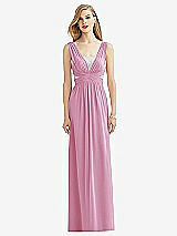 Front View Thumbnail - Powder Pink & Metallic Silver After Six Bridesmaid Dress 6741