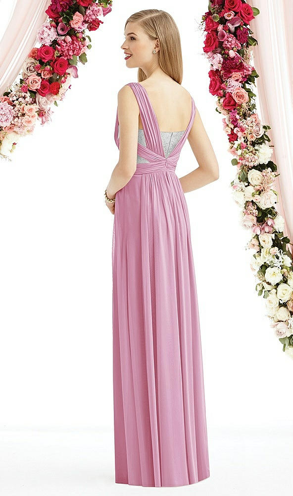 Back View - Powder Pink & Metallic Silver After Six Bridesmaid Dress 6741