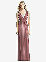 Front View Thumbnail - Rosewood & Metallic Silver After Six Bridesmaid Dress 6741