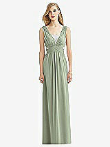 Front View Thumbnail - Sage & Metallic Silver After Six Bridesmaid Dress 6741