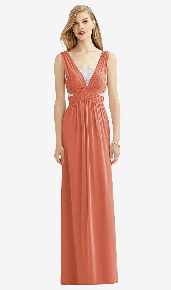 Front View - Terracotta Copper & Metallic Silver After Six Bridesmaid Dress 6741