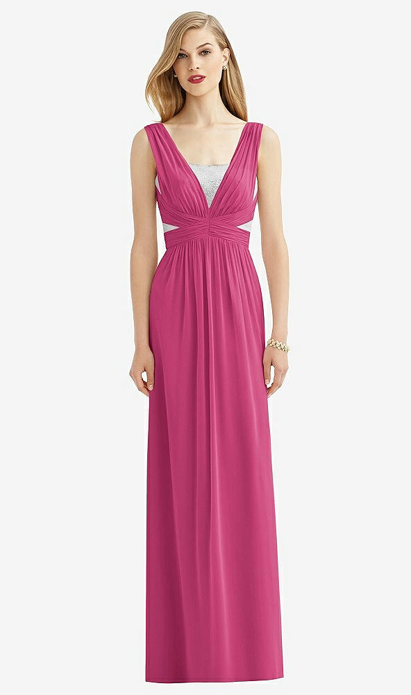 Front View - Tea Rose & Metallic Silver After Six Bridesmaid Dress 6741