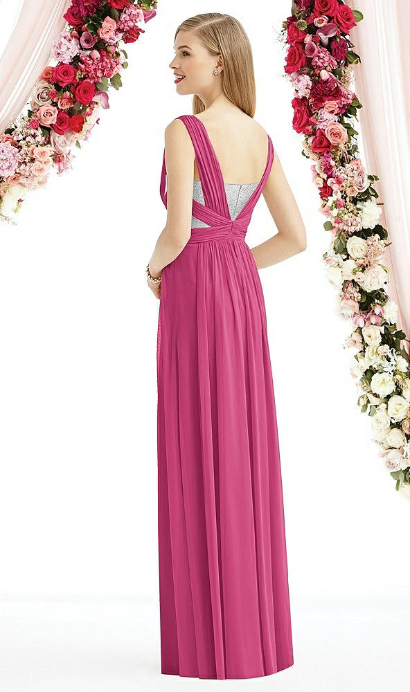 Back View - Tea Rose & Metallic Silver After Six Bridesmaid Dress 6741
