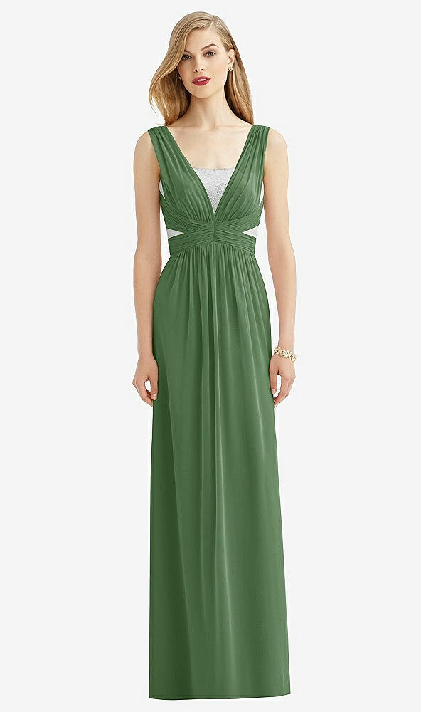Front View - Vineyard Green & Metallic Silver After Six Bridesmaid Dress 6741