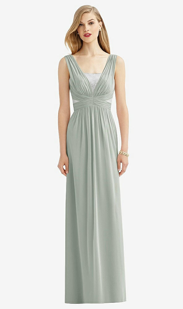 Front View - Willow Green & Metallic Silver After Six Bridesmaid Dress 6741