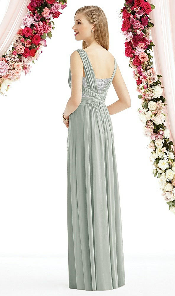 Back View - Willow Green & Metallic Silver After Six Bridesmaid Dress 6741