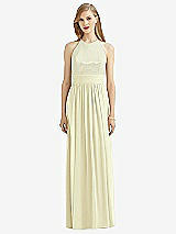 Front View Thumbnail - Butter Yellow Halter Lux Chiffon Sequin Bodice Dress