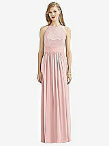 Front View Thumbnail - Rose Halter Lux Chiffon Sequin Bodice Dress
