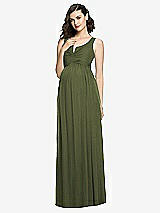 Front View Thumbnail - Olive Green Sleeveless Notch Maternity Dress