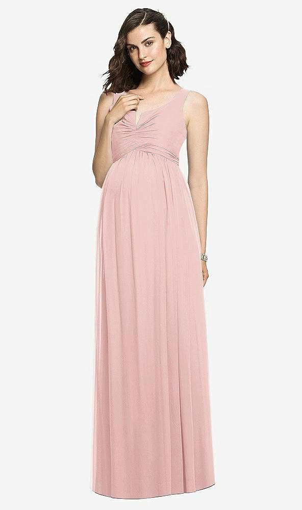 Front View - Rose Sleeveless Notch Maternity Dress