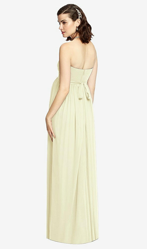 Back View - Butter Yellow Draped Bodice Strapless Maternity Dress