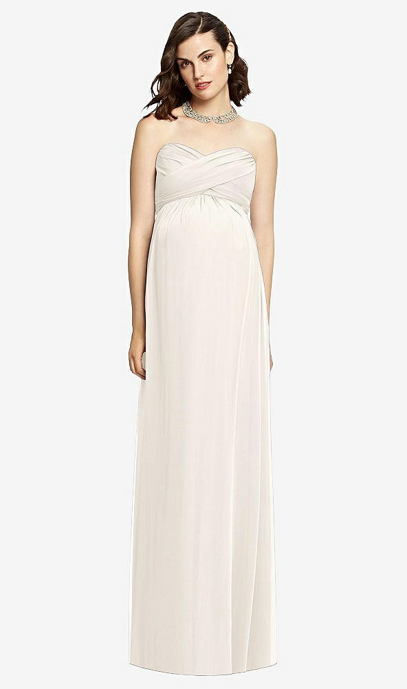 Front View - Ivory Draped Bodice Strapless Maternity Dress