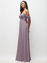 Side View Thumbnail - Lilac Dusk Off-the-Shoulder Draped Chiffon Maxi Dress