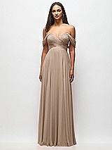 Front View Thumbnail - Topaz Off-the-Shoulder Draped Chiffon Maxi Dress