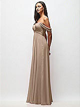 Side View Thumbnail - Topaz Off-the-Shoulder Draped Chiffon Maxi Dress