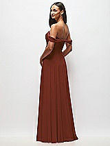 Rear View Thumbnail - Auburn Moon Off-the-Shoulder Draped Chiffon Maxi Dress