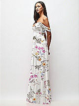Side View Thumbnail - Butterfly Botanica Ivory Off-the-Shoulder Draped Chiffon Maxi Dress