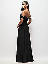 Rear View Thumbnail - Black Off-the-Shoulder Draped Chiffon Maxi Dress