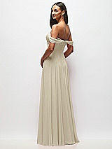 Rear View Thumbnail - Champagne Off-the-Shoulder Draped Chiffon Maxi Dress