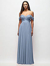 Front View Thumbnail - Cloudy Off-the-Shoulder Draped Chiffon Maxi Dress