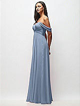 Side View Thumbnail - Cloudy Off-the-Shoulder Draped Chiffon Maxi Dress
