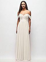 Front View Thumbnail - Ivory Off-the-Shoulder Draped Chiffon Maxi Dress
