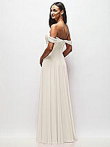 Rear View Thumbnail - Ivory Off-the-Shoulder Draped Chiffon Maxi Dress