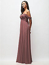 Side View Thumbnail - Rosewood Off-the-Shoulder Draped Chiffon Maxi Dress