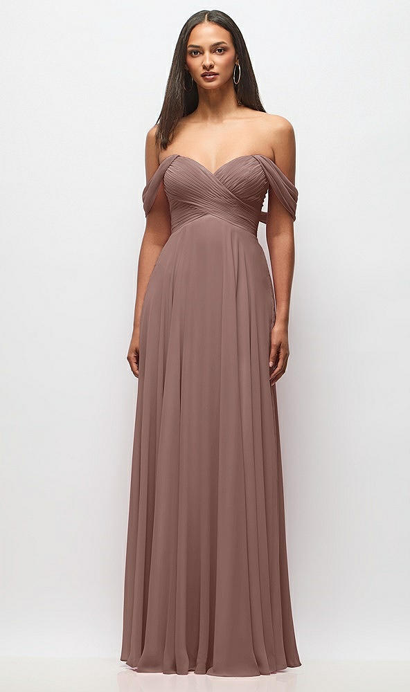 Front View - Sienna Off-the-Shoulder Draped Chiffon Maxi Dress