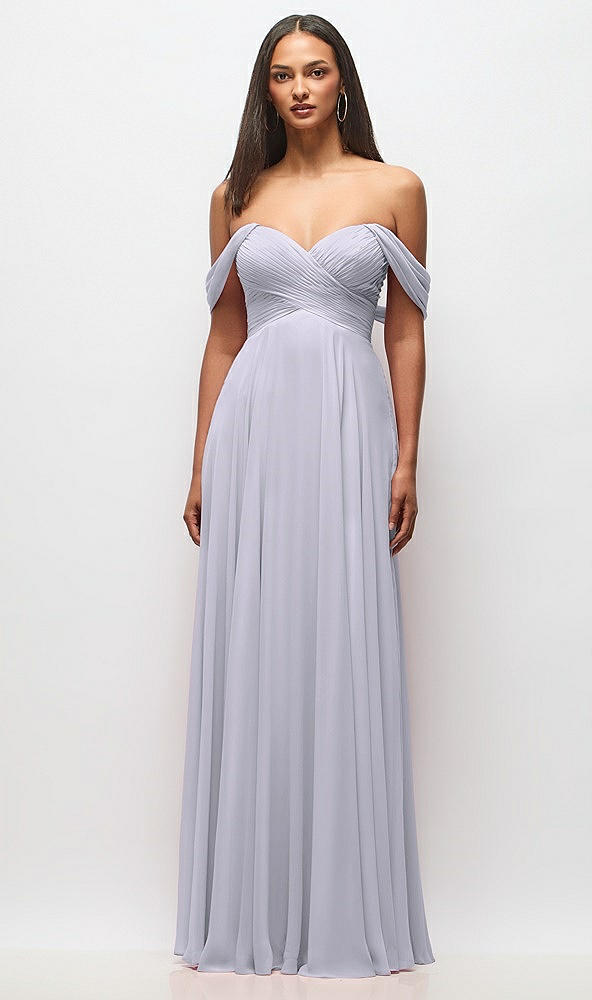 Front View - Silver Dove Off-the-Shoulder Draped Chiffon Maxi Dress