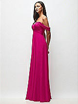 Side View Thumbnail - Think Pink Off-the-Shoulder Draped Chiffon Maxi Dress