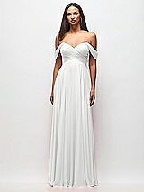 Front View Thumbnail - White Off-the-Shoulder Draped Chiffon Maxi Dress