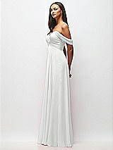 Side View Thumbnail - White Off-the-Shoulder Draped Chiffon Maxi Dress