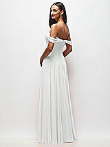 Rear View Thumbnail - White Off-the-Shoulder Draped Chiffon Maxi Dress