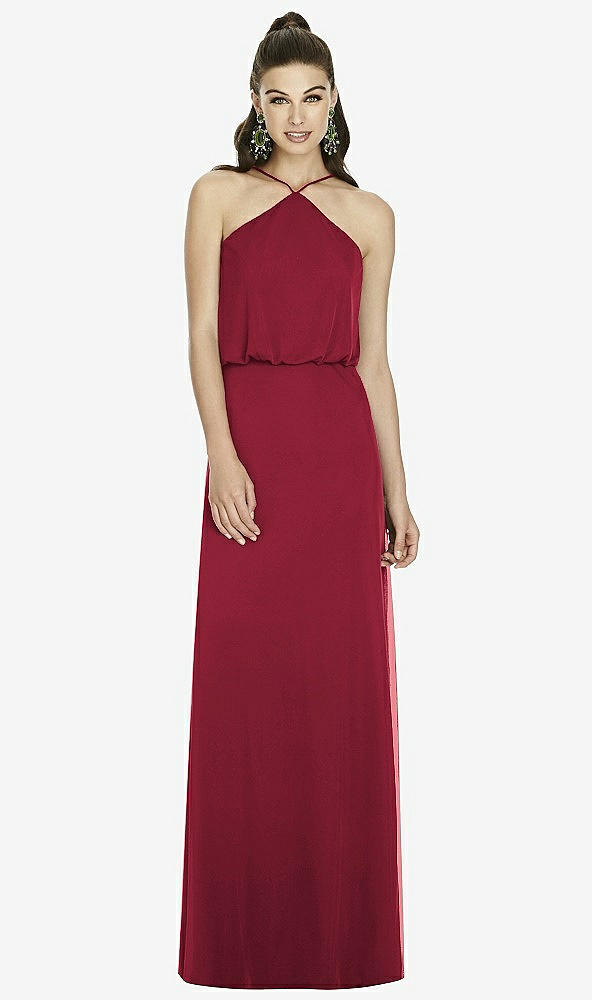 Front View - Burgundy Alfred Sung Bridesmaid Dress D738