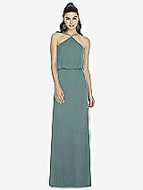 Front View Thumbnail - Smoke Blue Alfred Sung Bridesmaid Dress D738