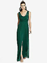 Front View Thumbnail - Hunter Green Maxi Chiffon Knit Shirred Strap Dress