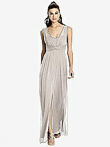 Front View Thumbnail - Taupe Maxi Chiffon Knit Shirred Strap Dress