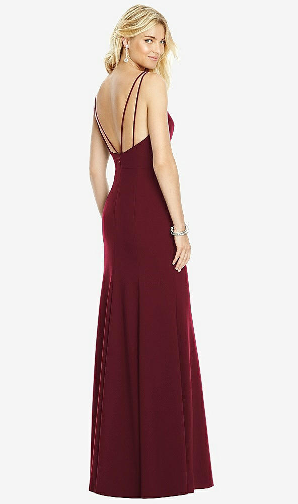 Front View - Cabernet Bateau Neck Open-Back Trumpet Gown