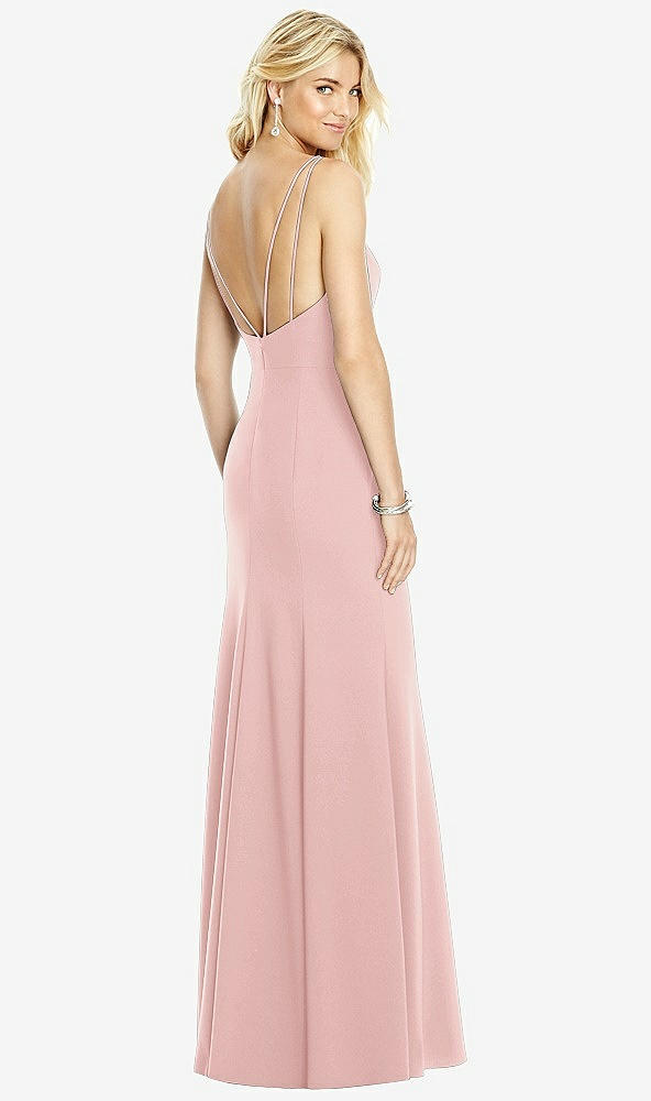 Front View - Rose Bateau Neck Open-Back Trumpet Gown