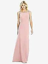 Rear View Thumbnail - Rose Bateau Neck Open-Back Trumpet Gown
