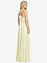Rear View Thumbnail - Butter Yellow Cross Strap Open-Back Halter Maxi Dress