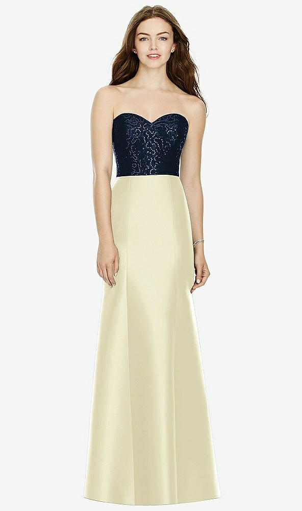 Front View - Butter Yellow & Midnight Navy Bella Bridesmaids Dress BB105