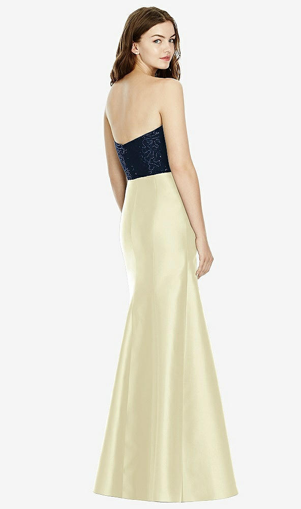 Back View - Butter Yellow & Midnight Navy Bella Bridesmaids Dress BB105