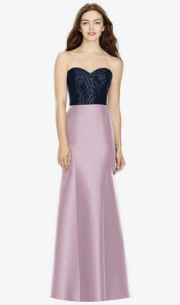 Front View - Suede Rose & Midnight Navy Bella Bridesmaids Dress BB105